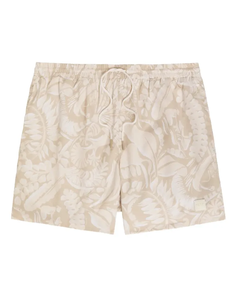 HUGO BOSS floral-print drawstring swim-shorts - Nude Nude