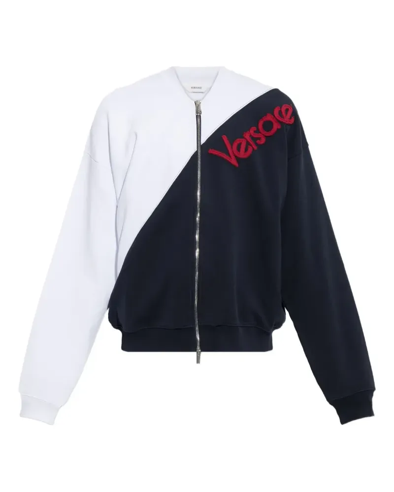 Versace logo-embroidered panelled sweater - Blau Blau
