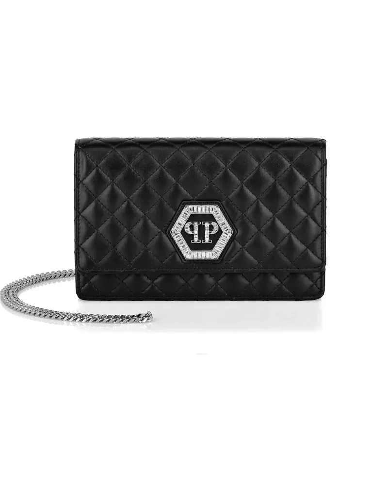 Philipp Plein Mini Matelasse-Schultertasche - Schwarz Schwarz