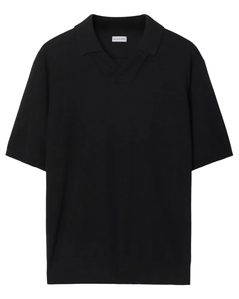 Burberry Poloshirt mit V-Ausschnitt Schwarz