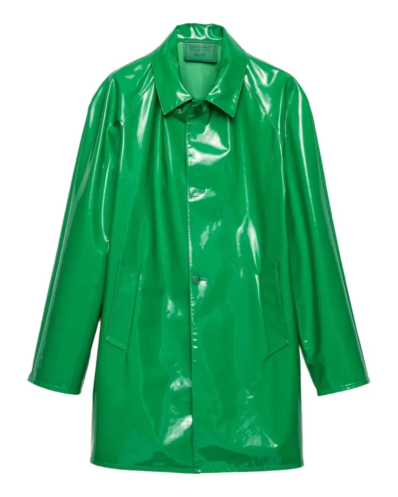 Prada leather triangle shirt-style coat - Grün Grün