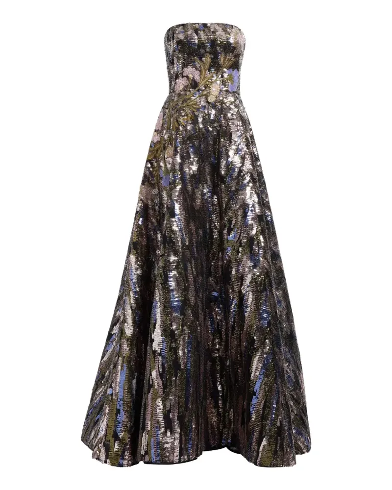 Elie Saab Maxikleid mit Pailletten - Schwarz Schwarz