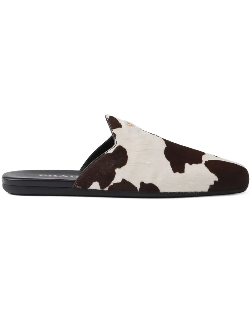 Prada Mules mit Print - Weiß Weiß