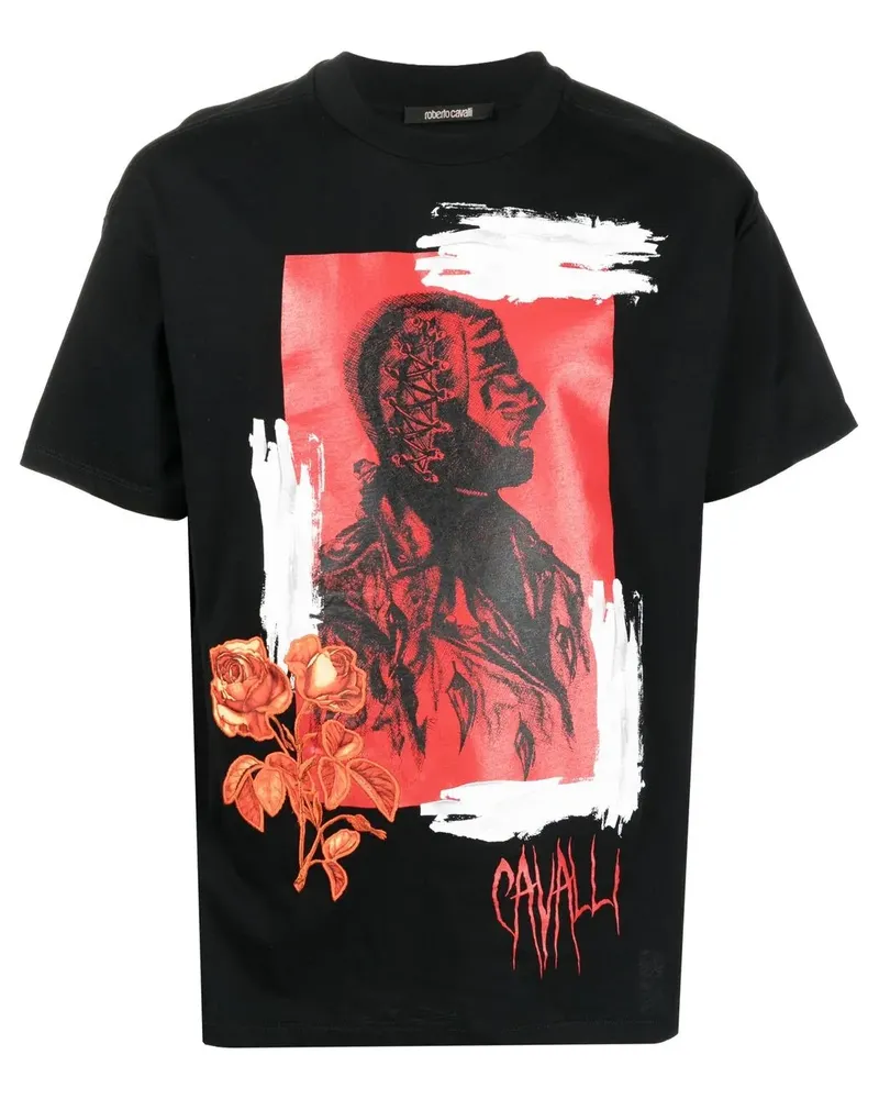 Roberto Cavalli T-Shirt mit grafischem Print - Schwarz Schwarz