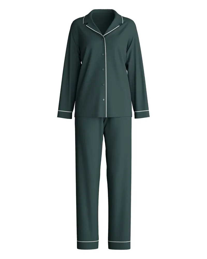 Calida button-down piped-trim pyjama - Grün Grün