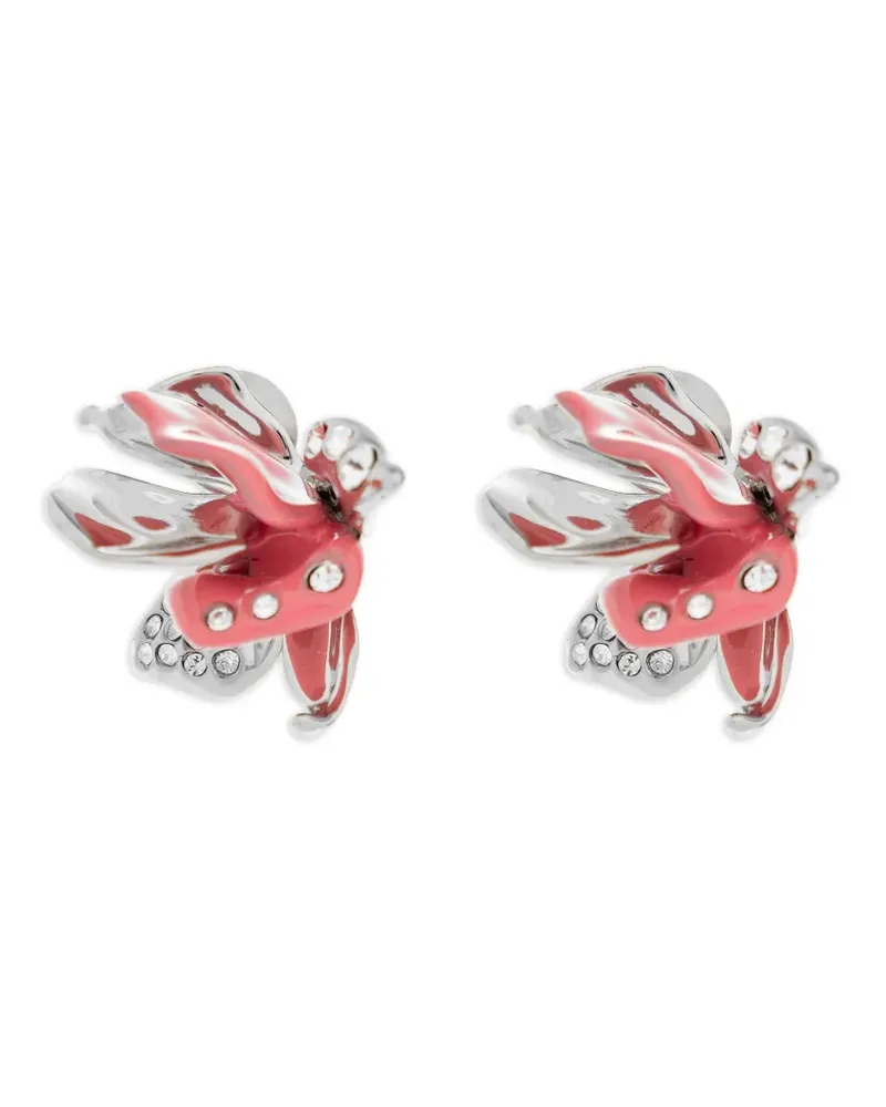 Marni Kristallverzierte Ohrringe mit Blume - Silber Silber