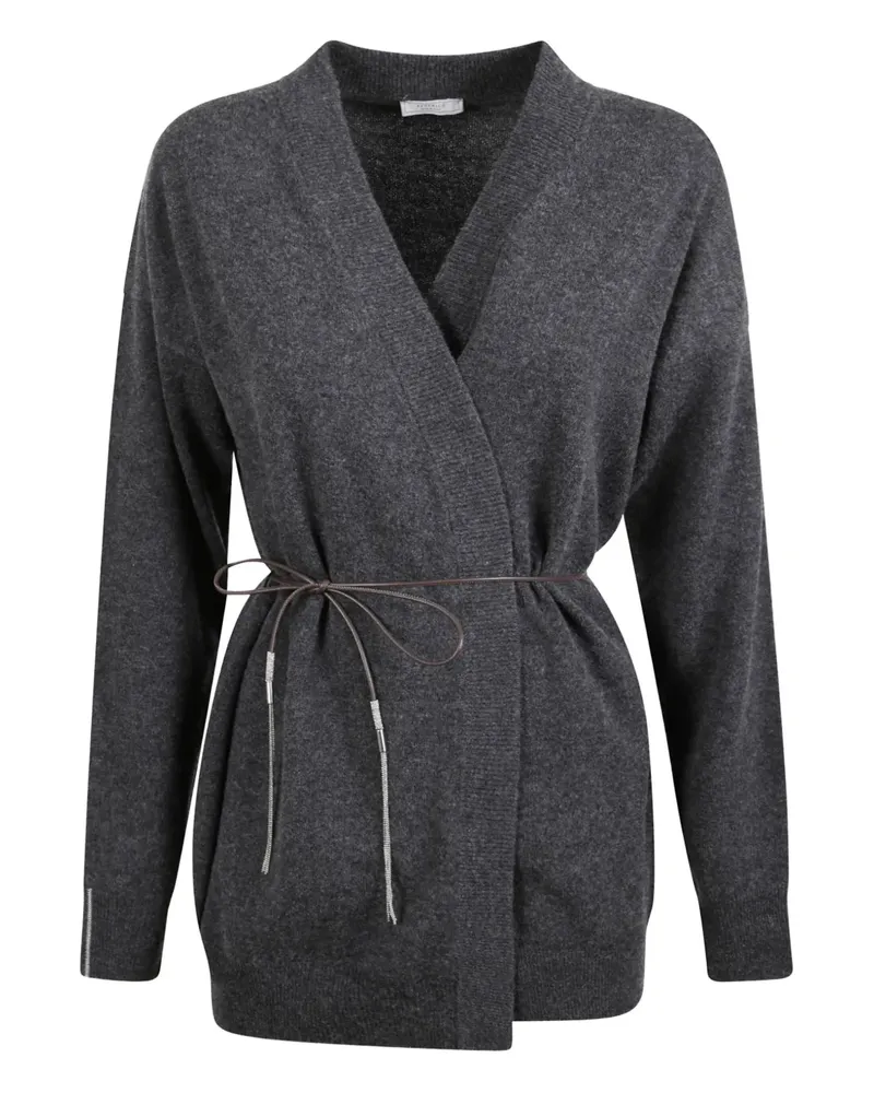 Peserico Cardigan mit Bindegürtel - Grau Grau