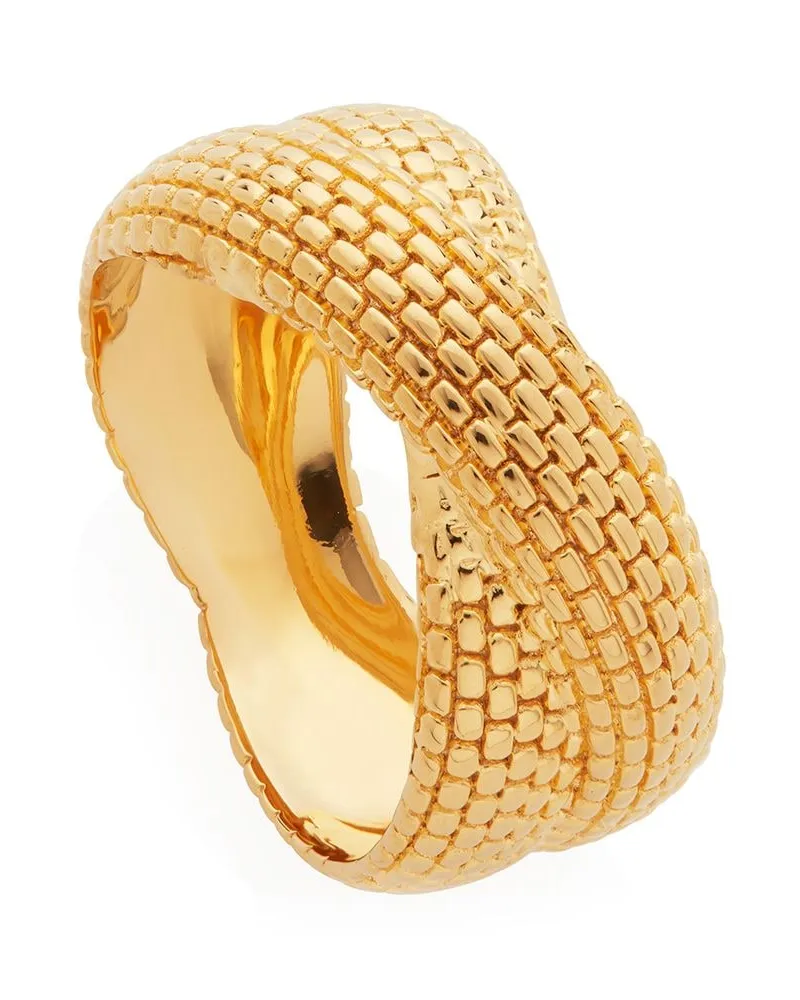 Monica Vinader Gewebter Ring mit Kreuz - Gold Gold