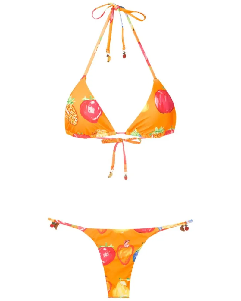 Amir Slama Bikini mit Früchte-Print - Orange Orange
