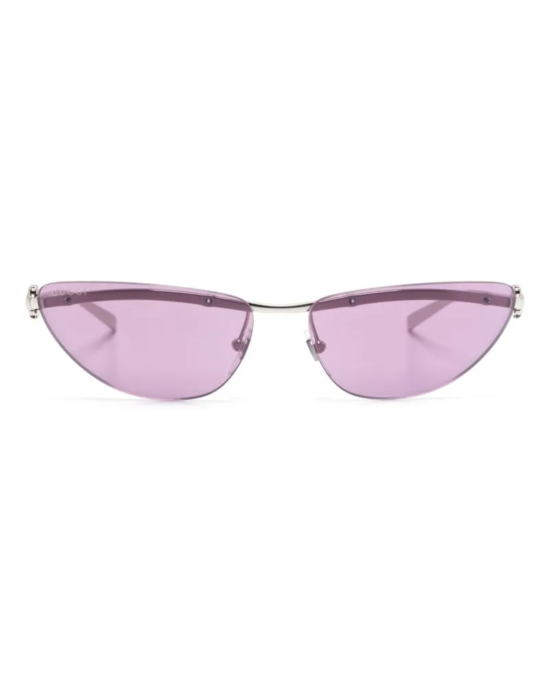 Gucci Sonnenbrille mit ovalem Gestell - Silber Silber