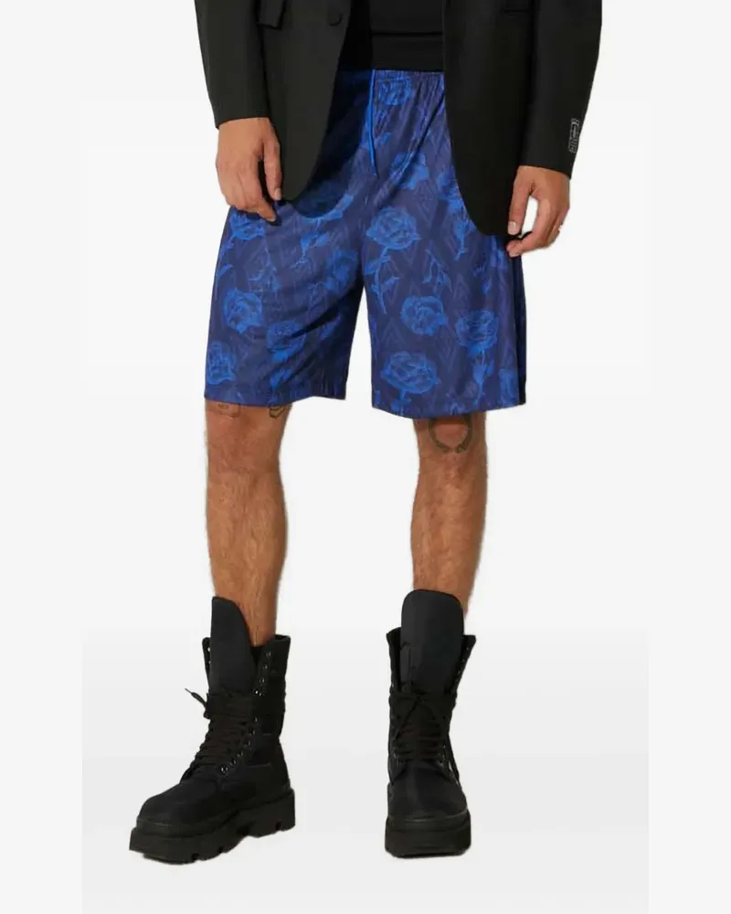 Aries x Umbro Shorts mit Blumen-Print - Blau Blau