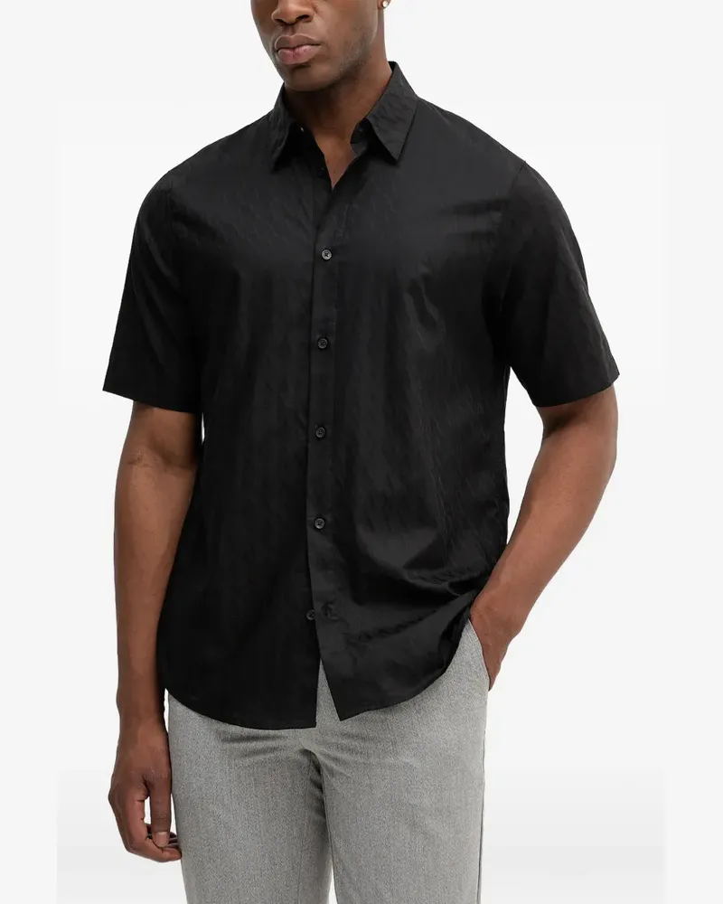 Armani Exchange logo-jacquard short-sleeve shirt - Schwarz Schwarz