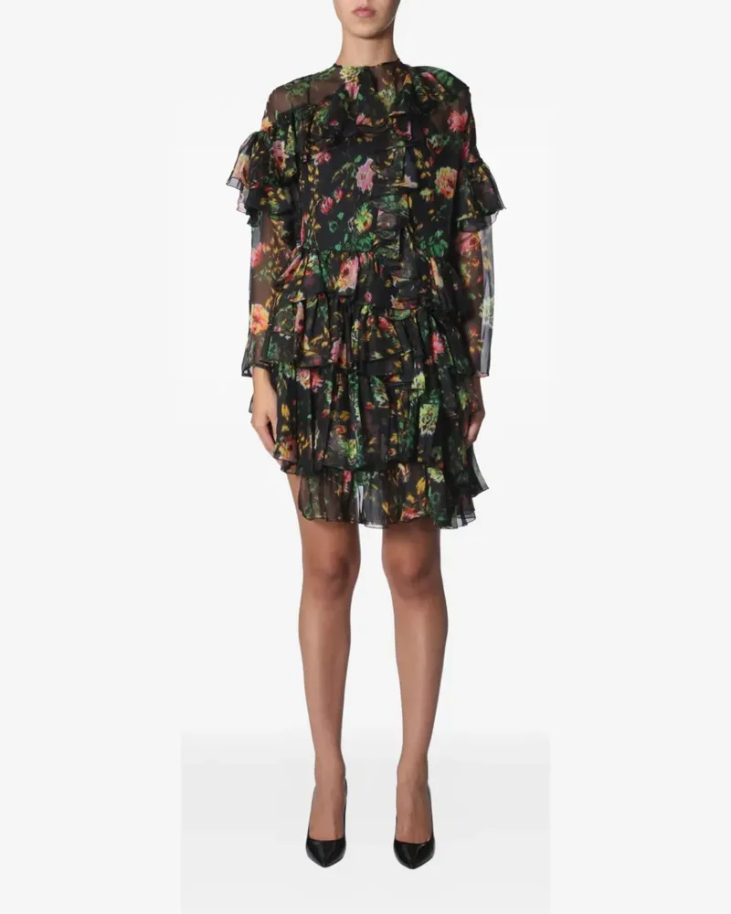 MSGM ruffled asymmetric dress - Schwarz Schwarz