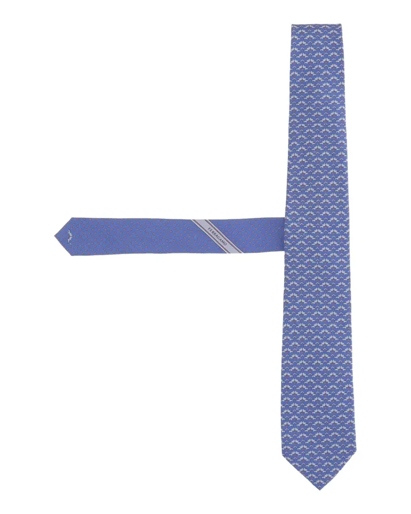 Ferragamo Seidenkrawatte mit geometrischem Print - Blau Blau
