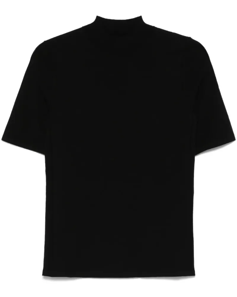 Calvin Klein Gestricktes T-Shirt mit Stehkragen - Schwarz Schwarz