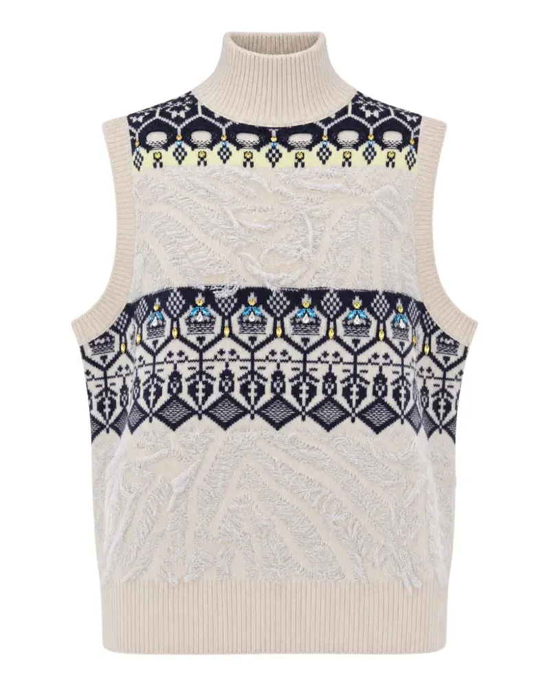 Liu Jo jacquard vest with jewel embroidery - Nude Nude