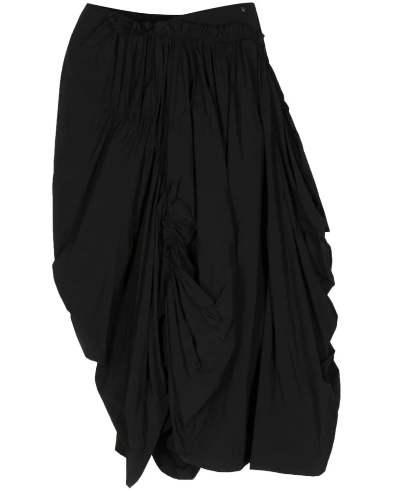 Yohji Yamamoto asymmetric draped midi skirt - Schwarz Schwarz