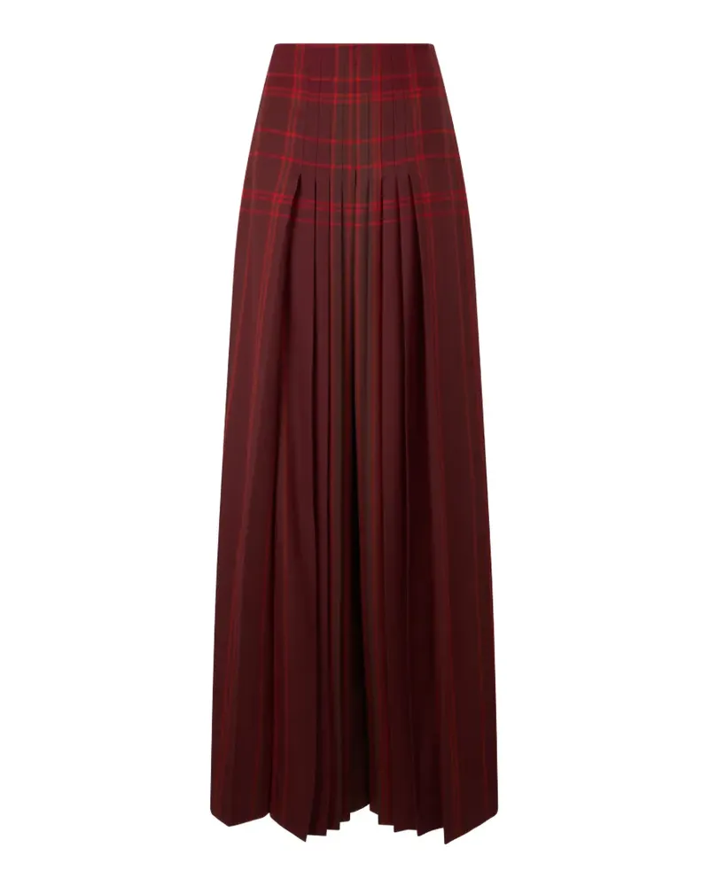 Alberta Ferretti check-pattern pleated maxi skirt - Rot Rot