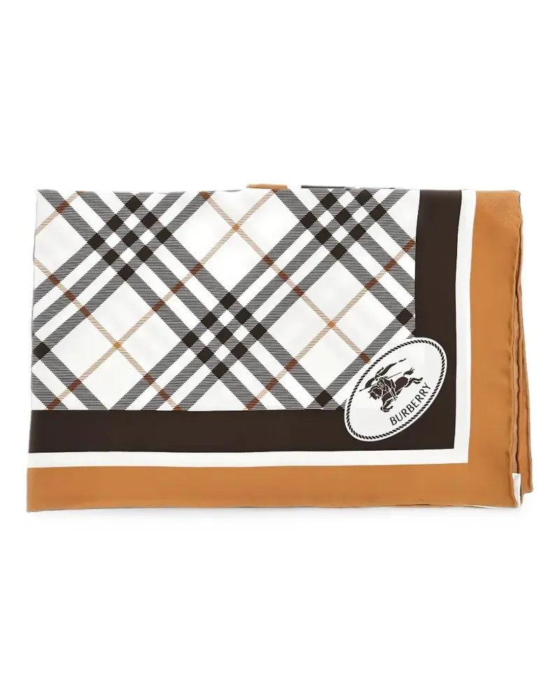 Burberry Check knight-stamp silk scarf - Nude Nude