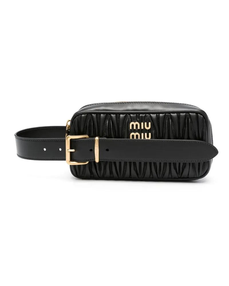 Miu Miu Handtasche mit Logo-Schild - Schwarz Schwarz