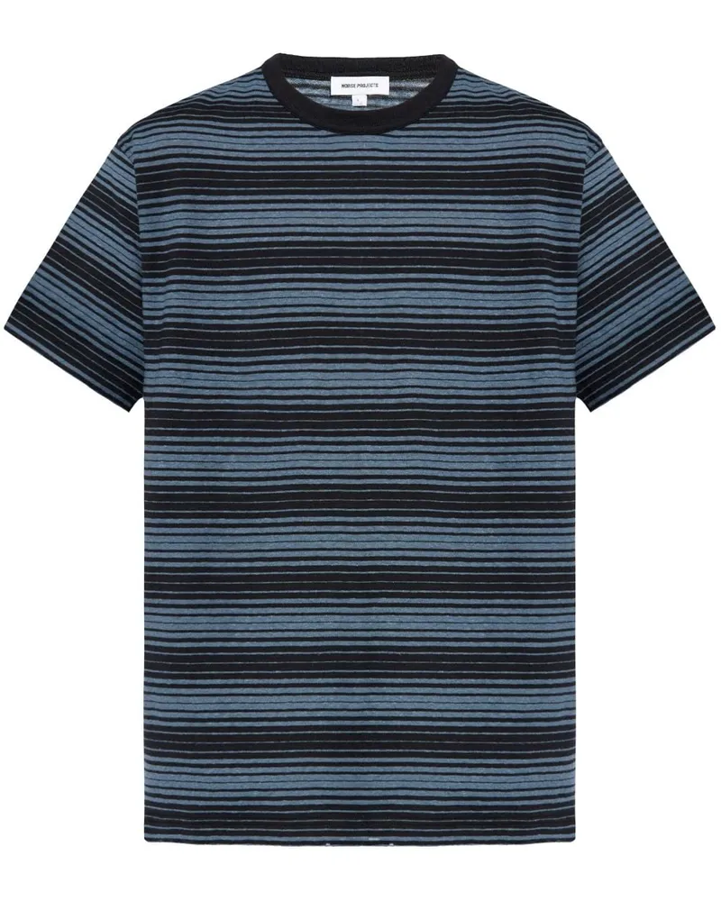 Norse Projects Gestreiftes T-Shirt Blau