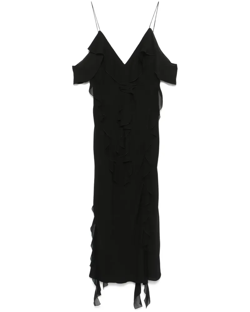 Dorothee Schumacher Gerüschtes Georgette-Midikleid - Schwarz Schwarz