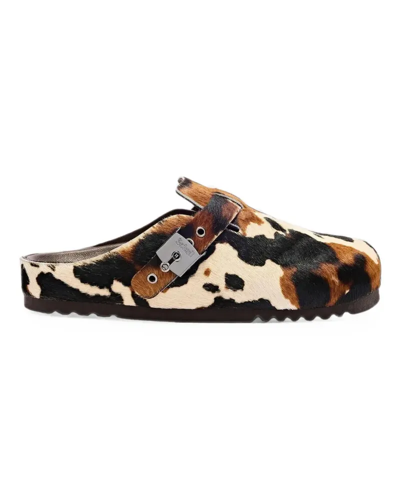 Scholl Grace cow-print flat mules - Nude Nude
