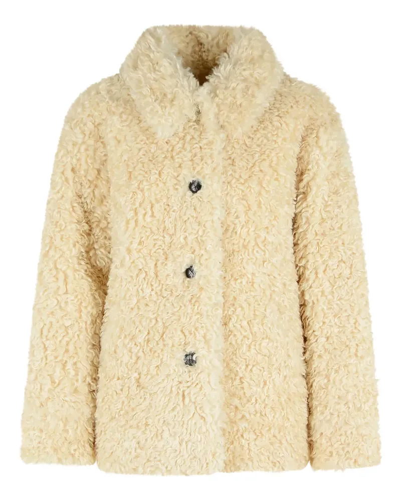 Isabel Marant Tarvey sheepskin-effect button jacket - Nude Nude