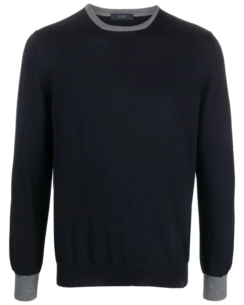 Fay Pullover mit Ellenbogen-Patches - Blau Blau