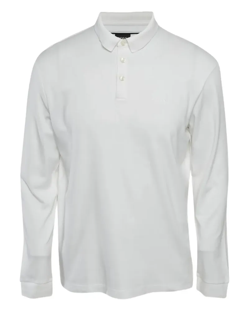HUGO BOSS Langärmeliges Poloshirt - Weiß Weiß