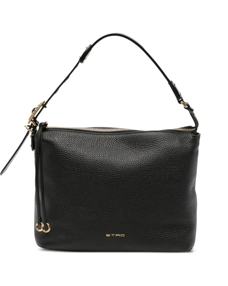 Etro Schultertasche aus gekörntem Leder - Schwarz Schwarz
