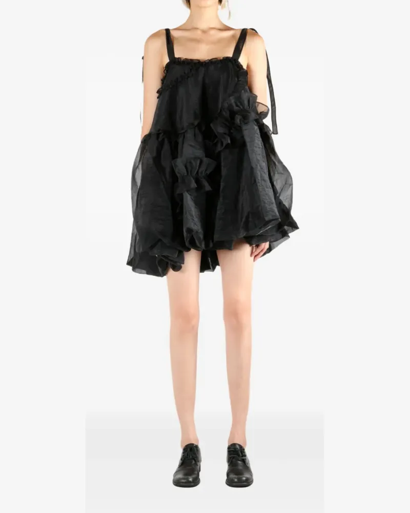 Cecilie Bahnsen Cristina ruffled tie-strap mini dress - Schwarz Schwarz