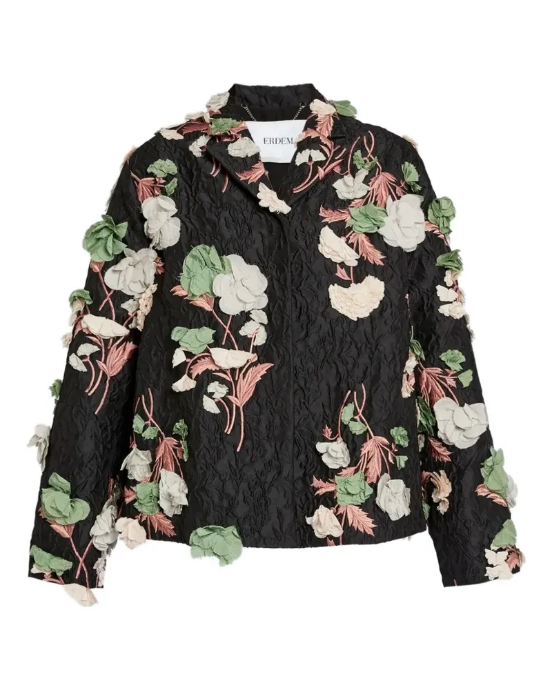 Erdem Bestickter Blazer mit Blumendetail - Schwarz Schwarz