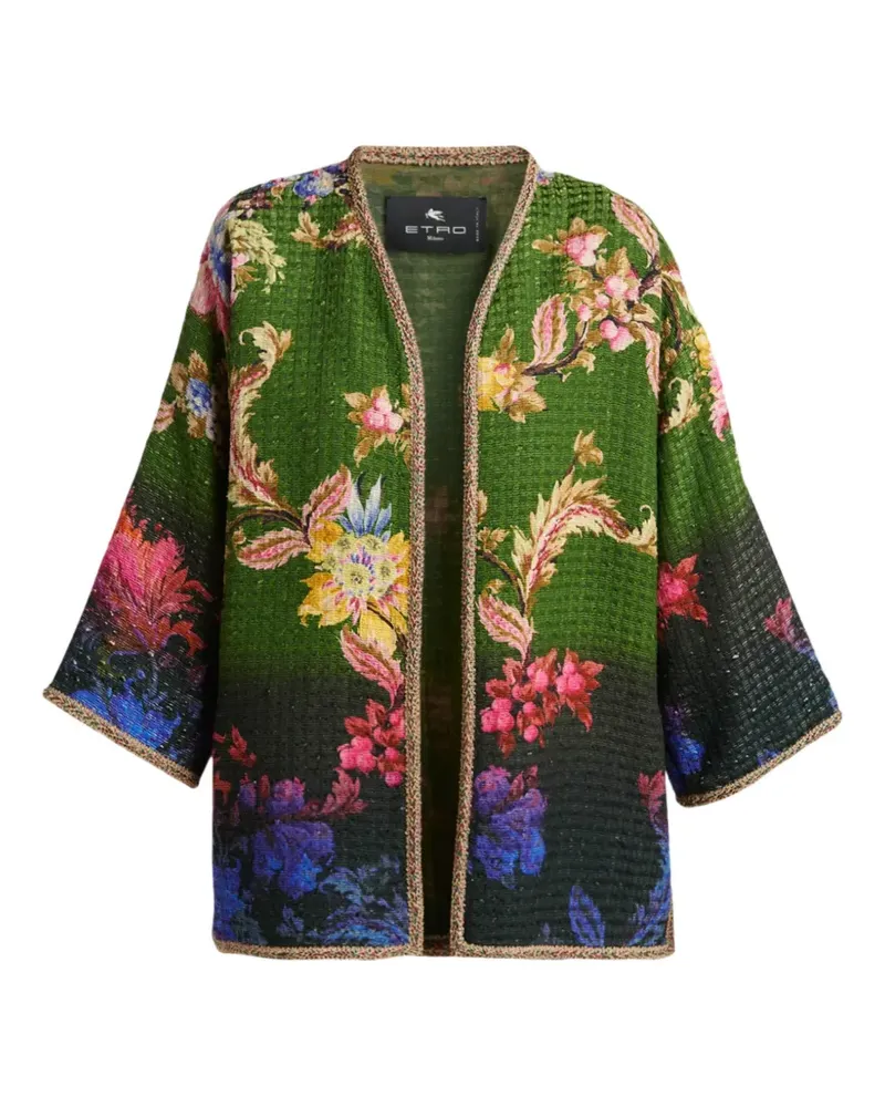 Etro Offener Strickmantel aus Blumenjacquard - Grün Grün