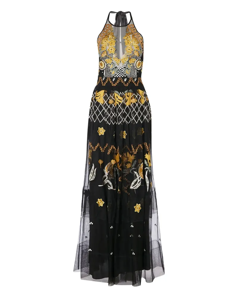 Temperley London Remi Tüllrobe mit Neckholder-Stickerei - Schwarz Schwarz