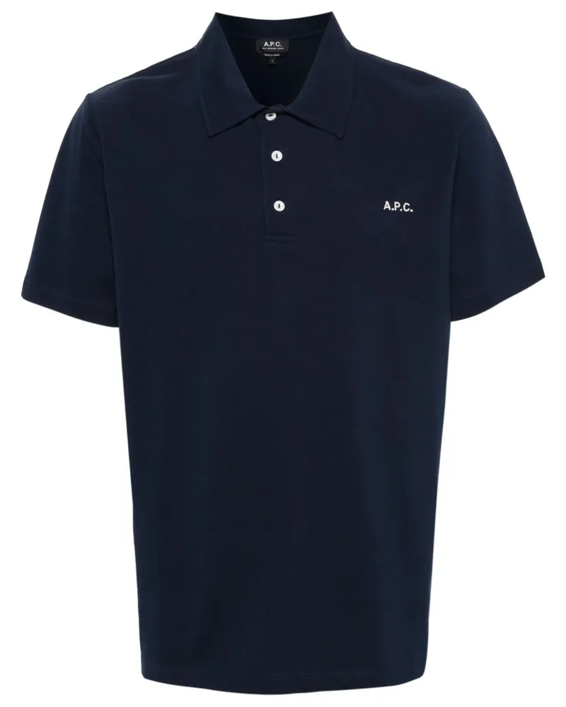 A.P.C. Poloshirt mit Logo-Stickerei - Blau Blau