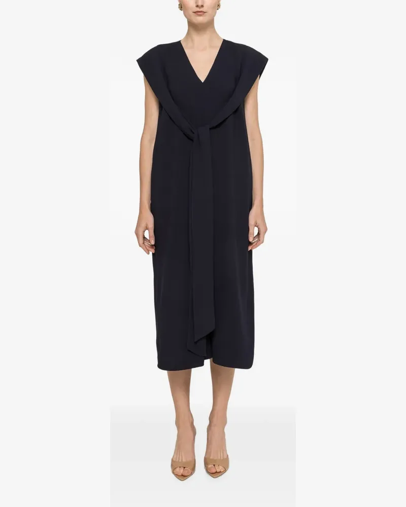 NISSA scarf-detail relaxed midi dress - Blau Blau