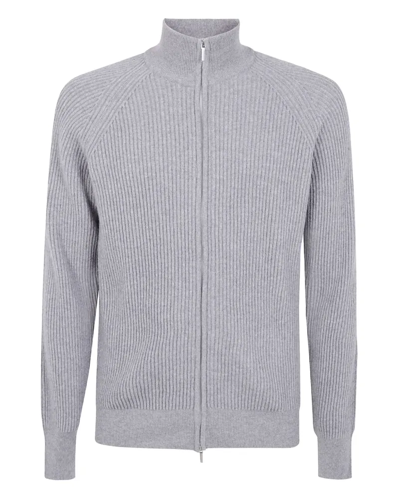 BARBA Gerippter Cardigan mit Reißverschluss - Grau Grau
