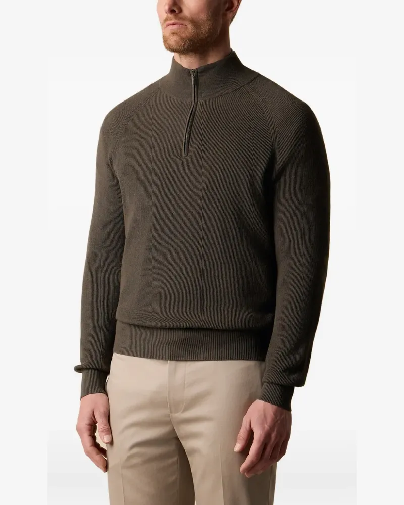 Brooks Brothers Gerippter Pullover mit Reißverschluss - Grün Grün