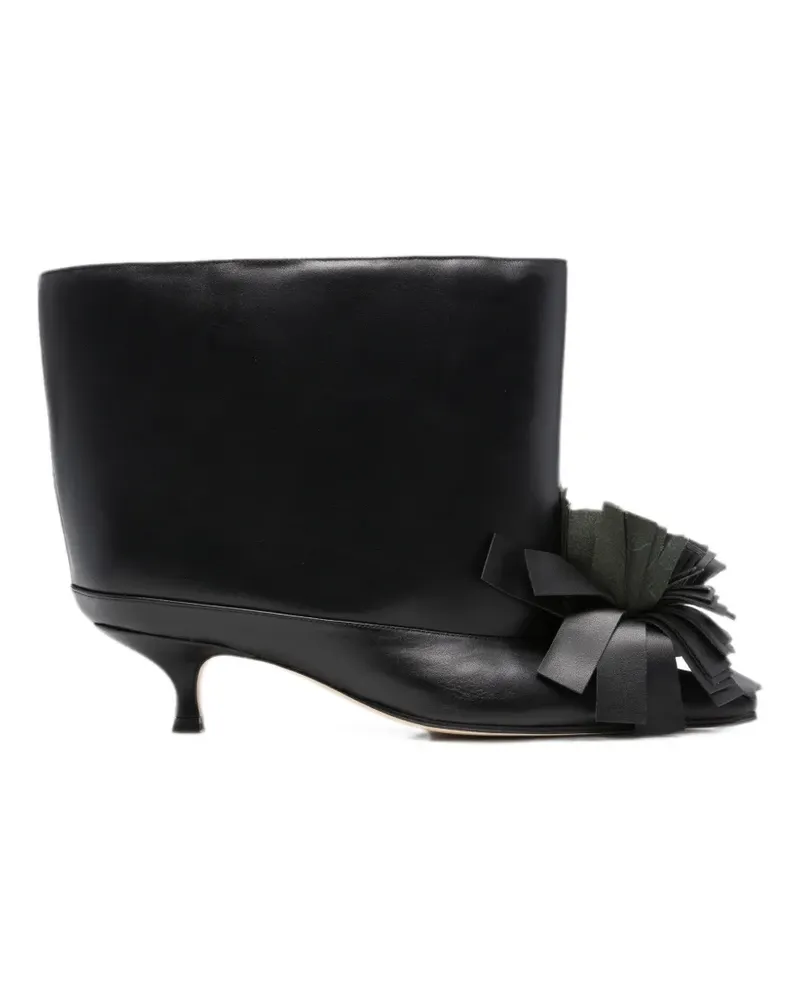 A.W.A.K.E. flower-detail leather ankle boots - Schwarz Schwarz