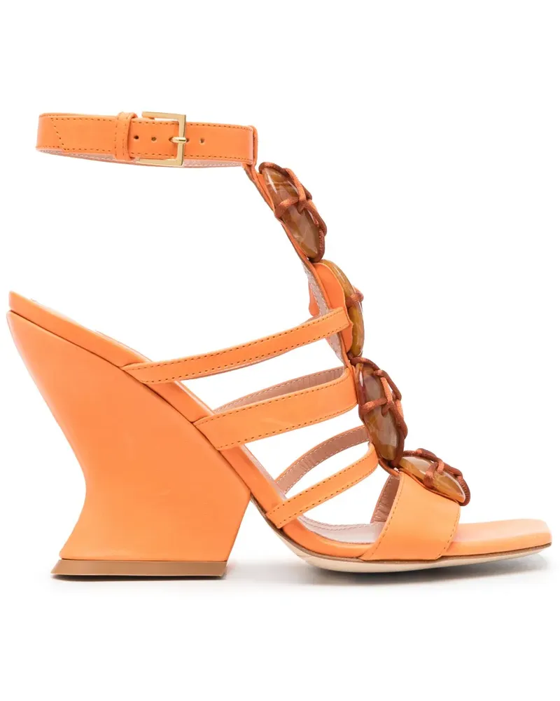 Alberta Ferretti Sandalen mit Perlen 100mm - Orange Orange