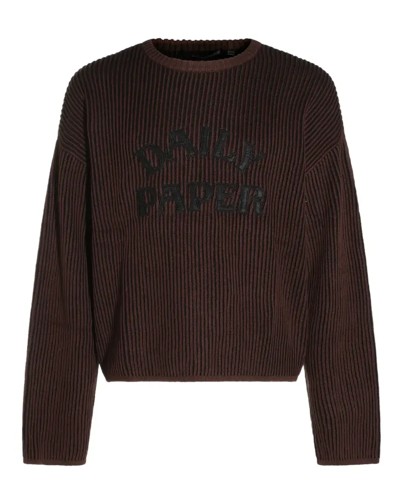 Daily Paper Mole Dias logo-patch ribbed-knit sweater - Braun Braun