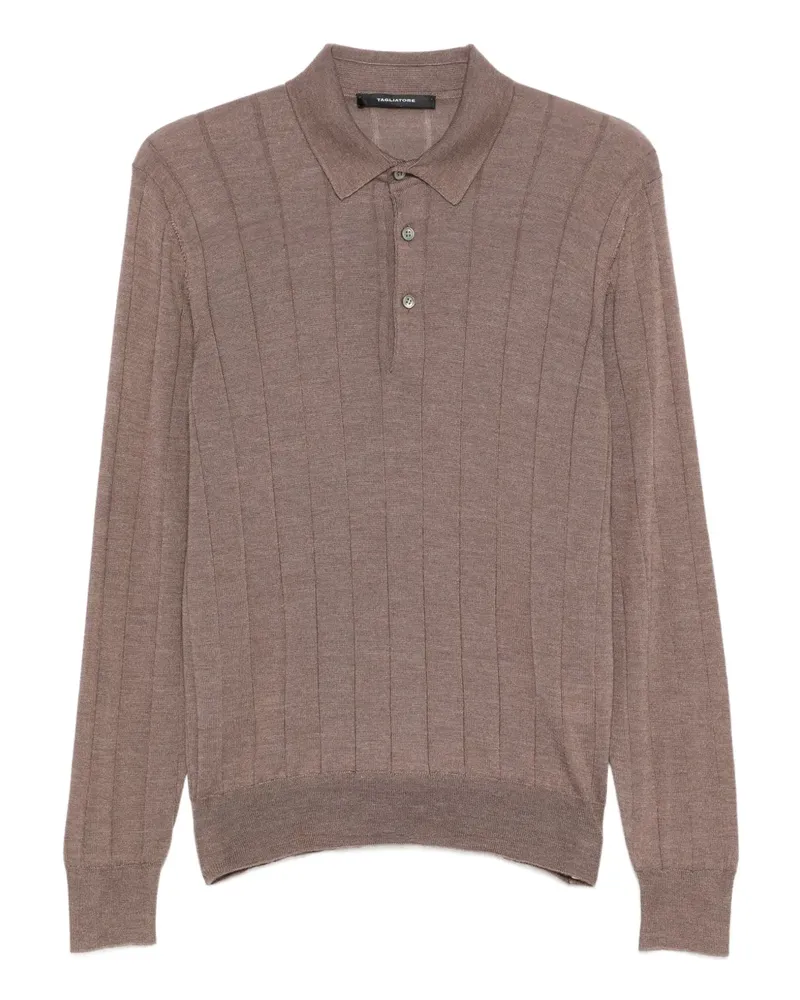 Tagliatore Geripptes Poloshirt mit Knopfleiste - Braun Braun