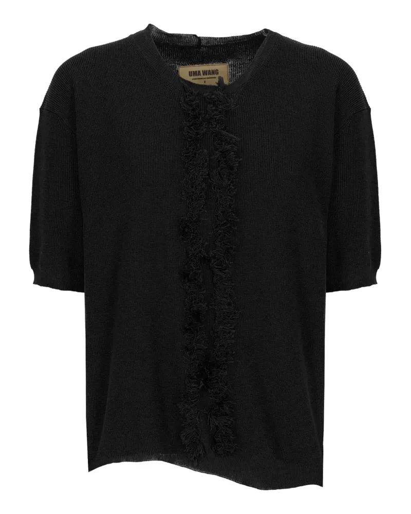 Uma Wang Gerippter Pullover mit Fransen - Schwarz Schwarz