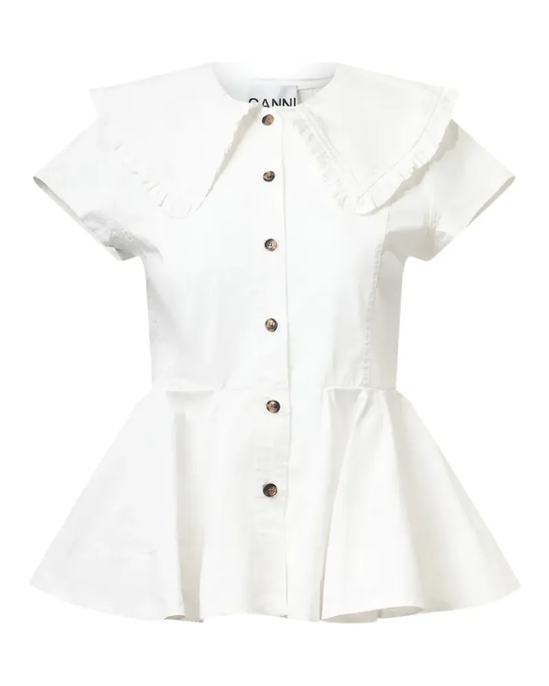Ganni Oberteil mit Rüschen - Weiß Weiß