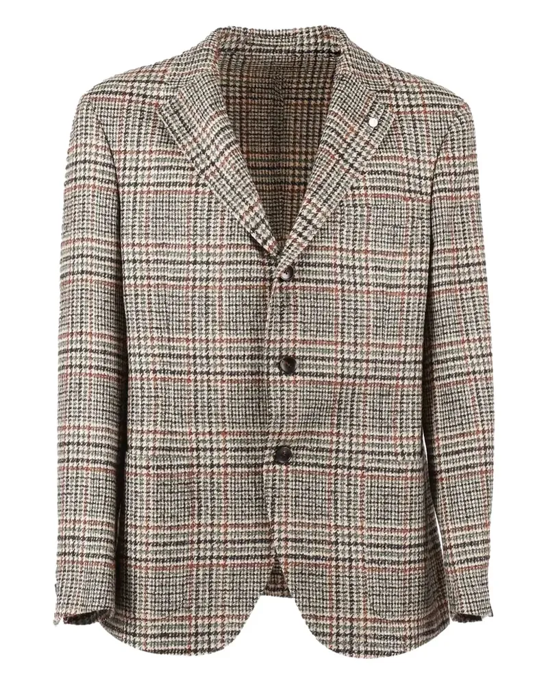 Luigi Bianchi Mantova checked button blazer - Nude Nude