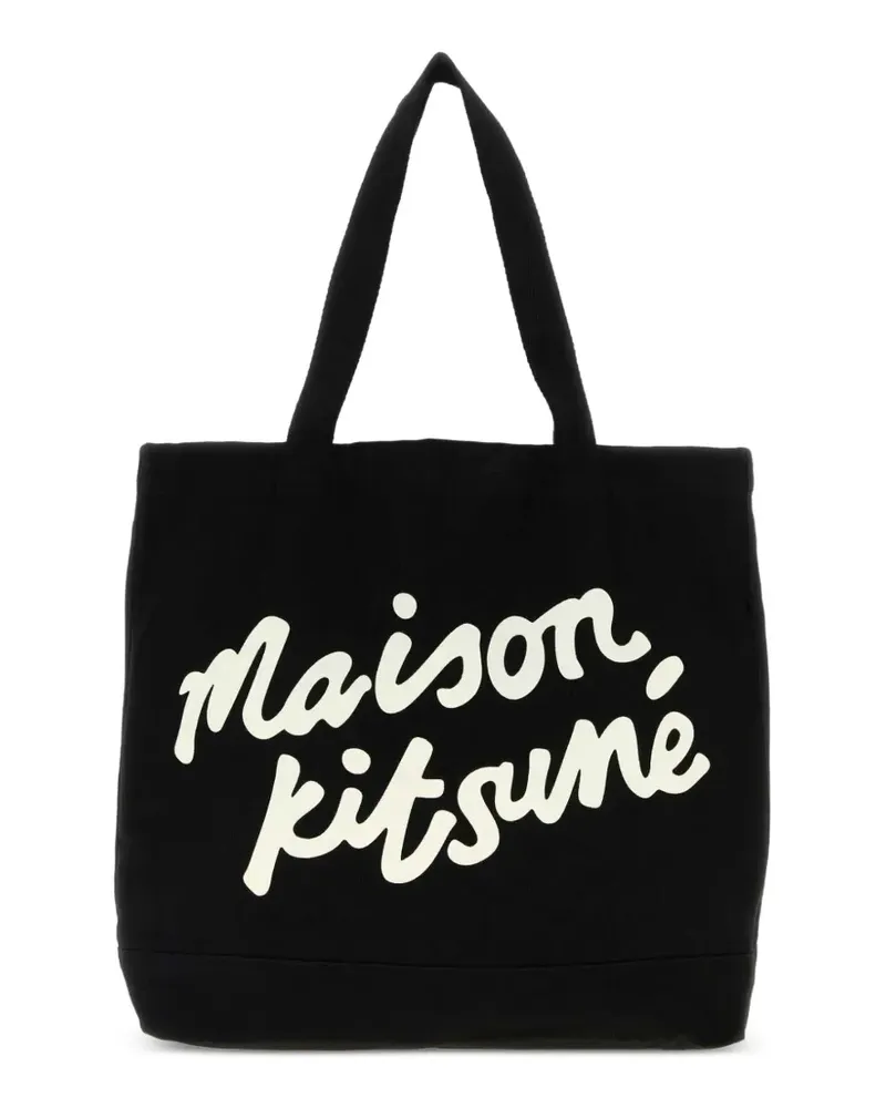 Kitsuné Shopper mit Logo - Schwarz Schwarz