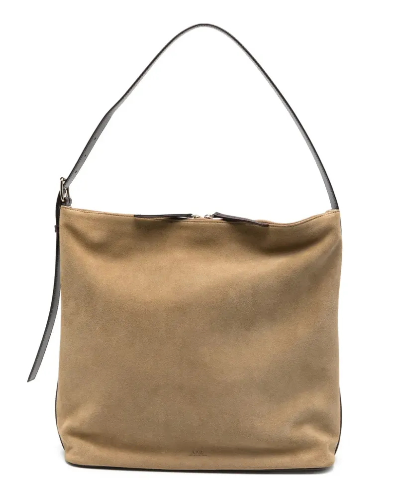 A.P.C. Maxi BLD Schultertasche mit Wildleder-Finish - Braun Braun