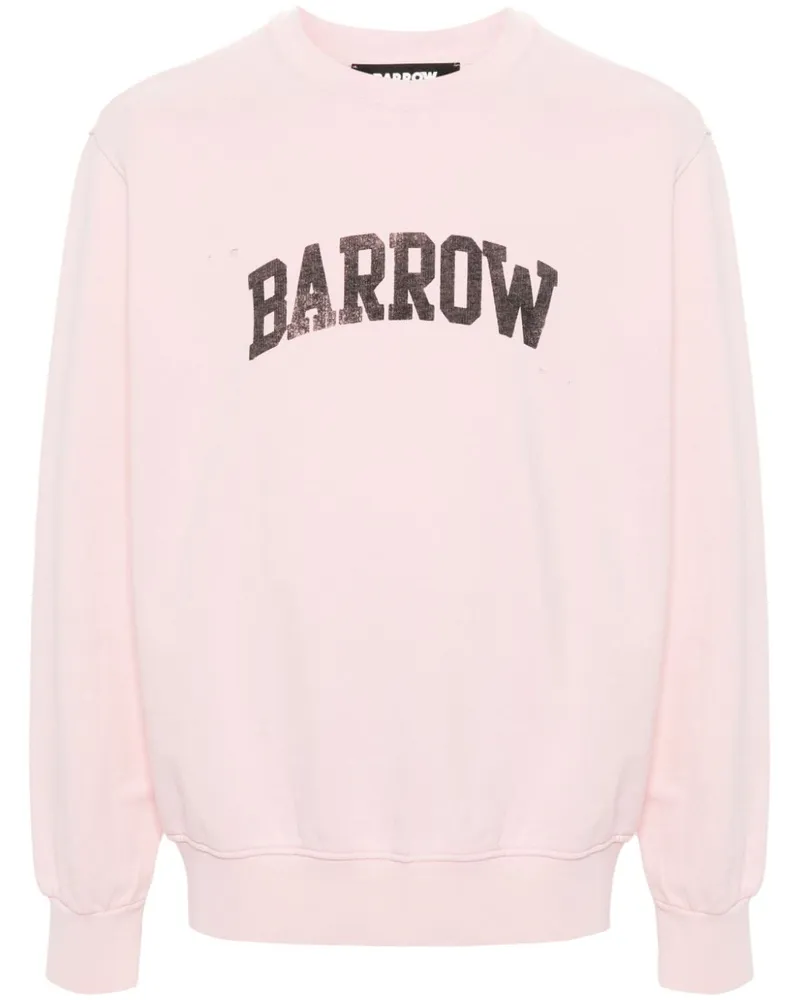 BARROW Distressed-Sweatshirt mit Logo-Print Rosa