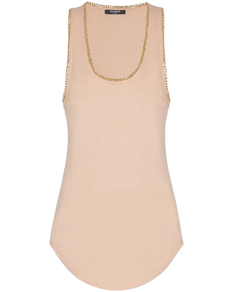 Balmain Top mit Zierkette - Nude Nude